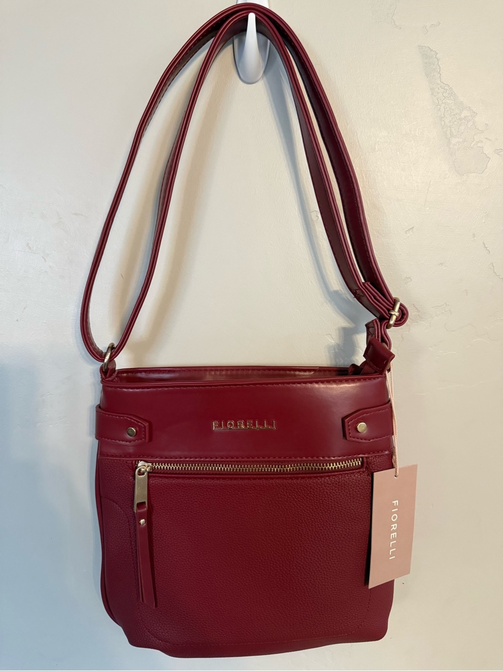 Red Pebbled Crossbody Bag